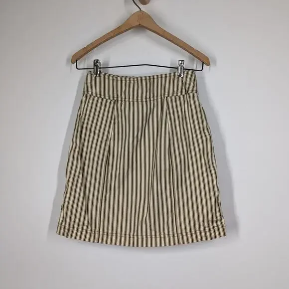 Mara Hoffman Lici Linen Skirt High Waisted Striped Button Front Size 2 Preowned - Picture 4 of 8